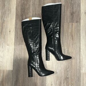 Billini wide calf black croc boots 7W